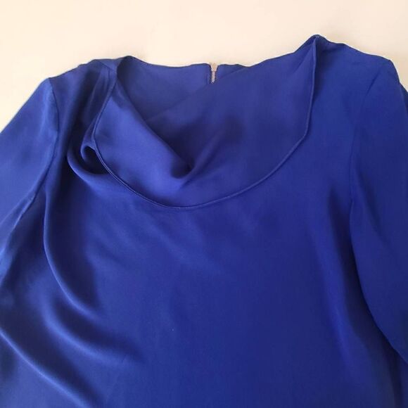 Piazza Sempione Womens Blouse Cowl Neck Quarter Sleeve Relaxed Fit Blue Medium - Picture 10 of 13